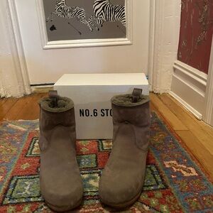 No. 6 Brown Suede Ankle Boots shearling lined 41